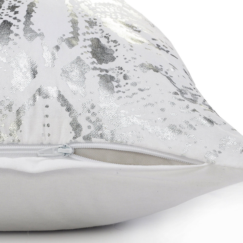 Ensemble de coussins en coton Glam, Blanc / argent