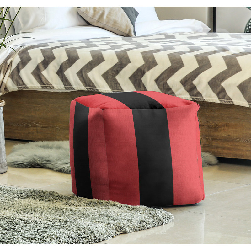 Repose-pieds cube rayures maryland, Rouge / noir / rouge