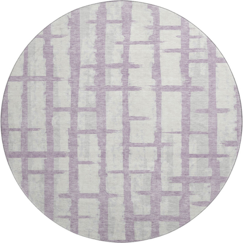 Premium Machine Washable Prisco Lavender Rug, Round 8'