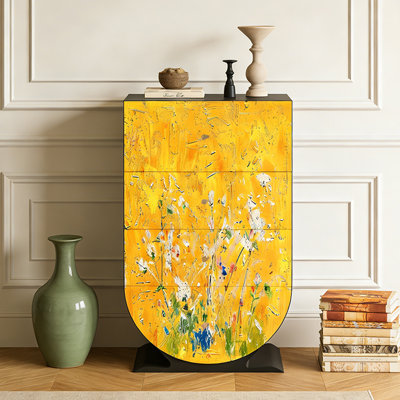 Mid-Century Modern  Hand-Painted Entryway Cabinet