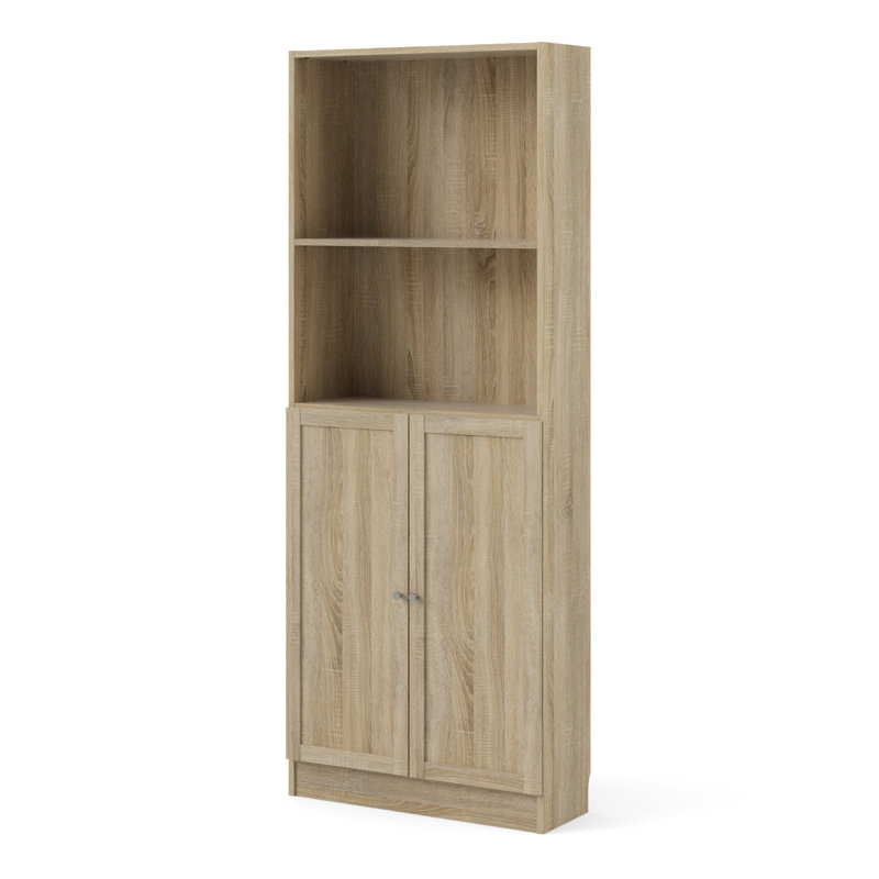 Basic Tall Wide Combination Storage (4 Shelves) with 2 Doors, Oak