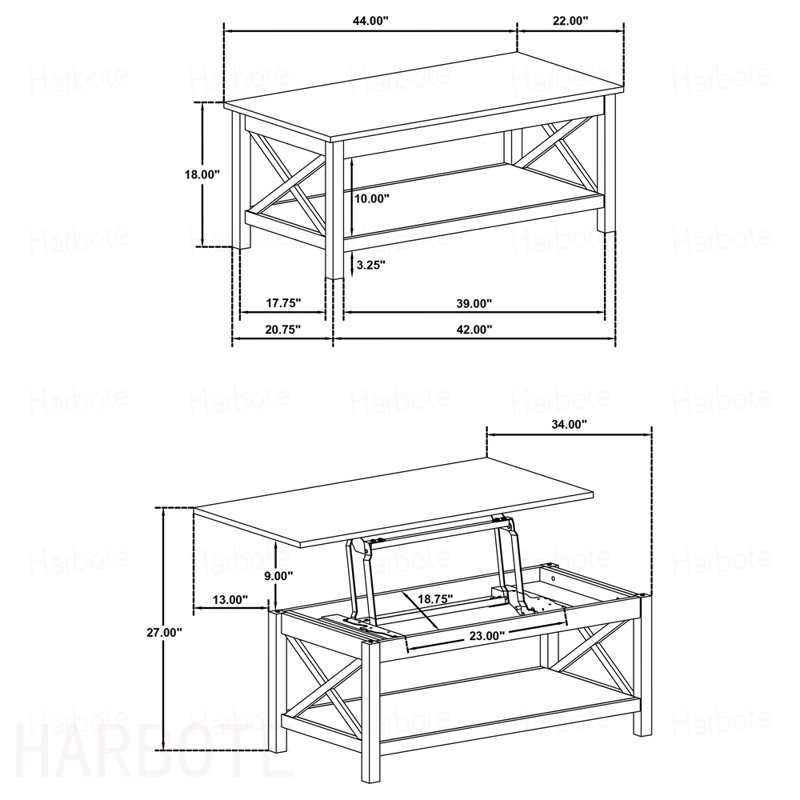Table basse à plateau relevable Slater
