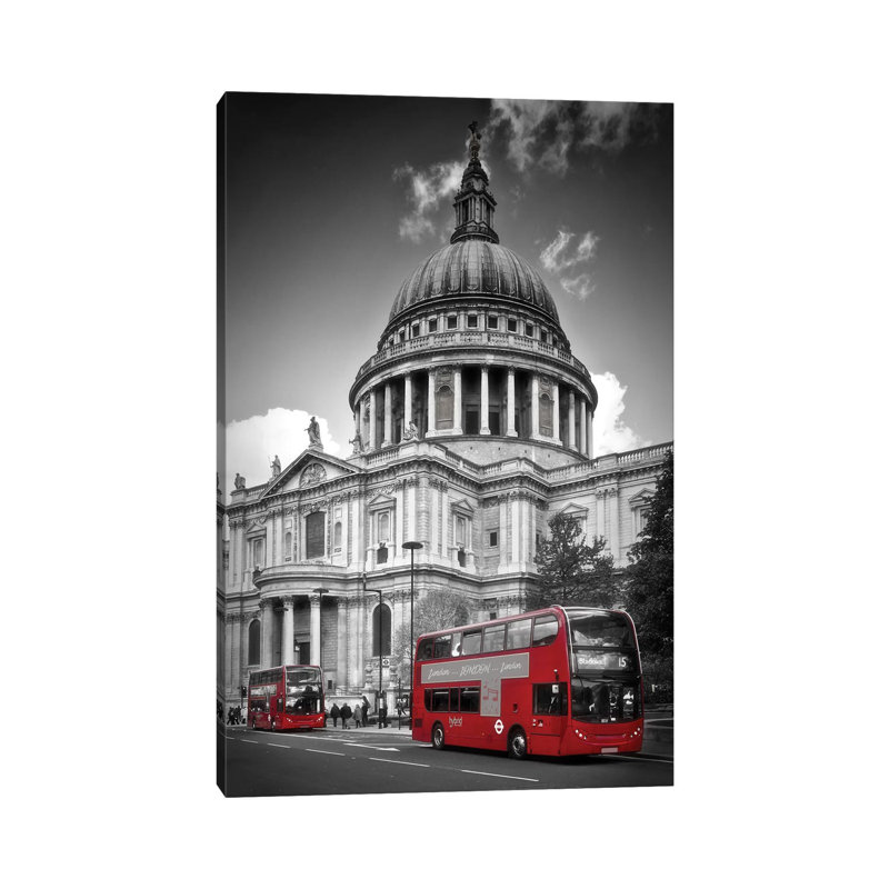 London St. Paul’s Cathedral And Bus by Melanie Viola - Print on Canvas, Wrapped Canvas, 45.72cm H x 30.48cm W x 1.91cm D