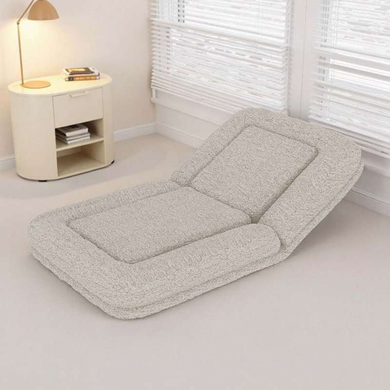 Méridienne pliante avec 5 positions réglables, Peluche beige