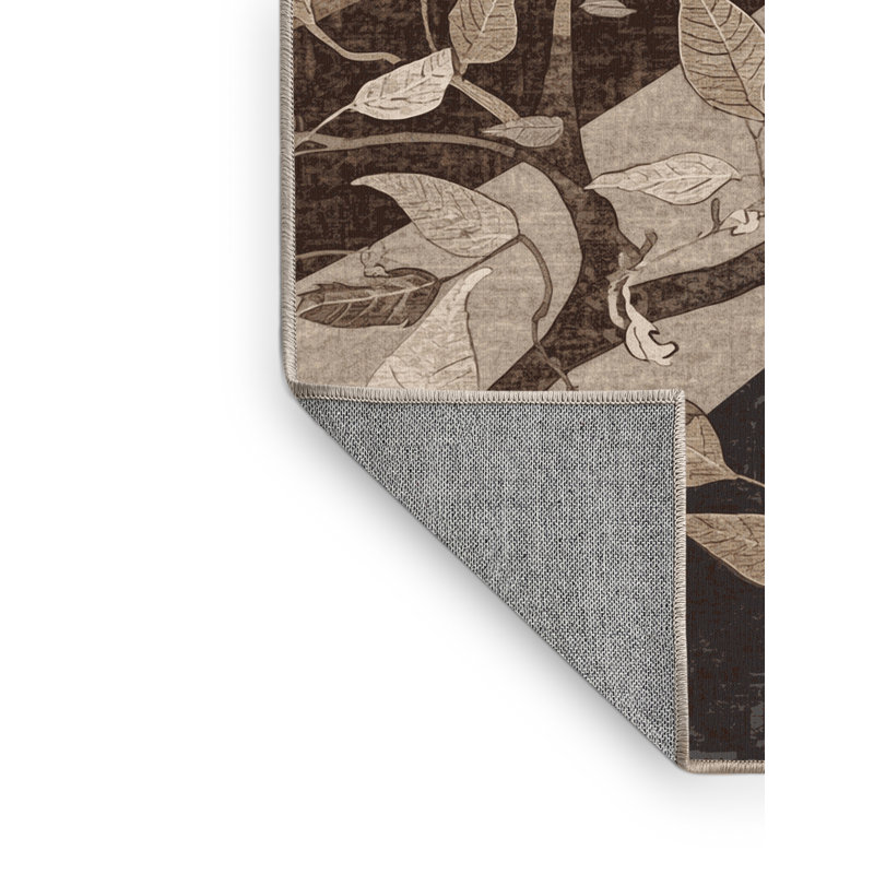 Tapis oriental classique brun / beige lavable à la machine Orlandra Laurel, 7 x 9