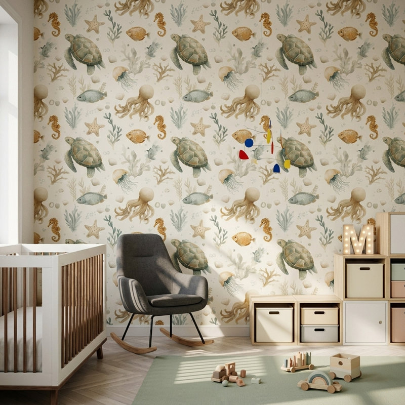 Papier peint tortue de mer, Peel and Stick