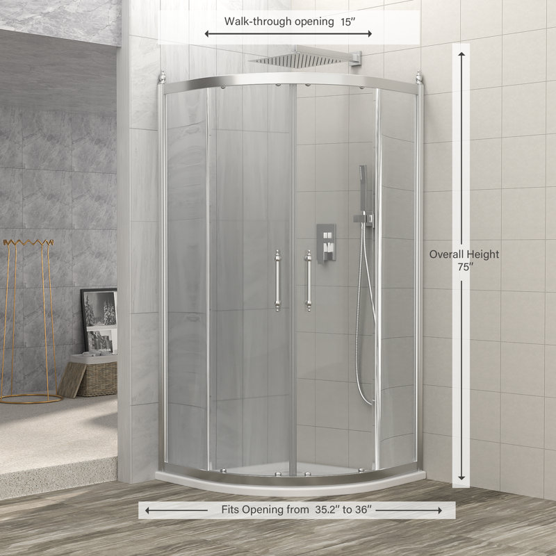 Porte de douche pivotante sans cadre avec verre 36 po x H 72 po