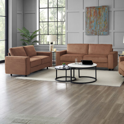 Modern Minimalist Style Corduroy Sectional Sofa 2-Piece Set, Brown, Suitable for Daily Home Use