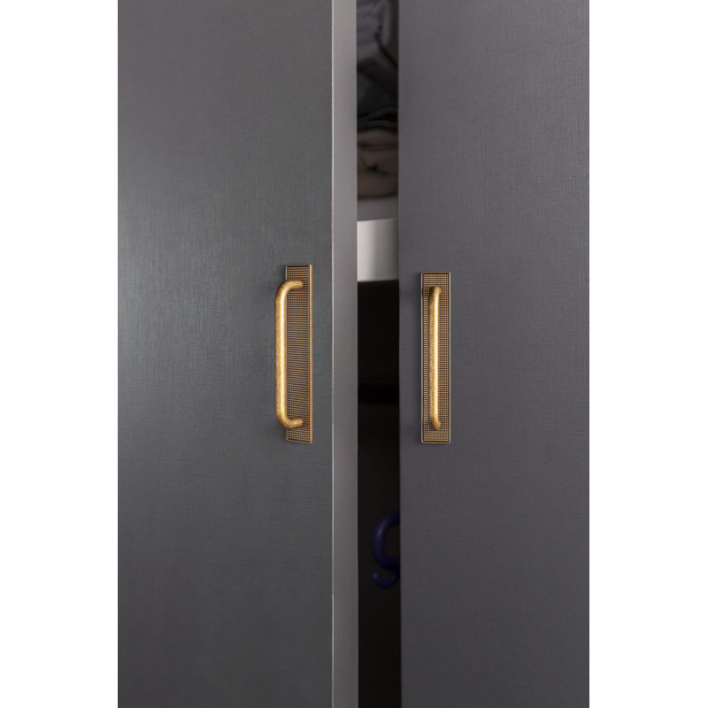 5 Inch  Functional Cabinet Pull With Perforated Backplate, 5", Antique Brass