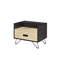 Table d'appoint de style industriel avec rangement intégré - Hauteur 48 cm, structure en bois synthétique noir, piètement en métal noir