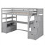 Lit mezzanine simple en pin massif de petite chambre avec bureau intégré et rangement intégré
