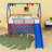 Metal House Twin Loft Bed With Slide, Curtain Set, Guardrails And Ladder-1516796782