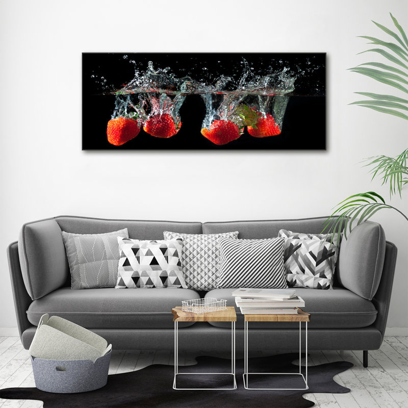 Strawberries Under Water - No Frame Print on Canvas