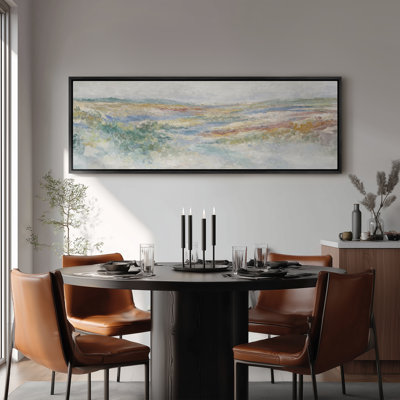 Large Framed Canvas Wall Art - Pastel Abstract Landscape Horizon Decor - 60"x20", 60"x30"