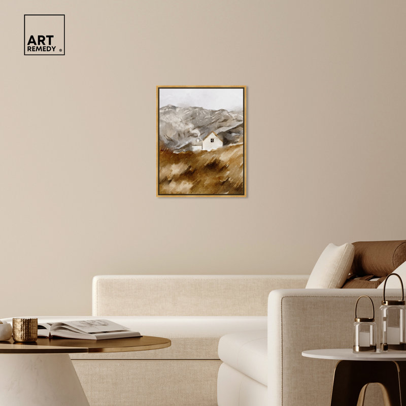 Gold Floater Frame Landscape Canvas Print with White House, 25" x 21"
