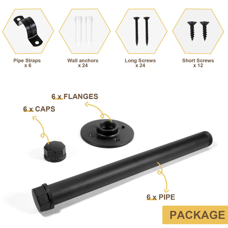25.4cm Wall Mounted Clothes Rack, Black