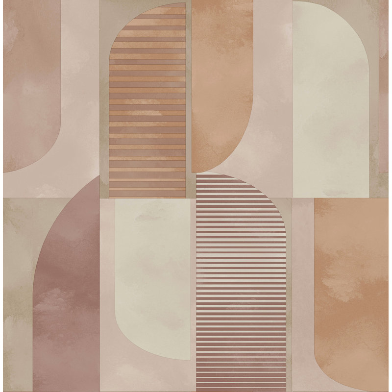 Papier peint géométrique abstrait Otto Raspberry, Terracotta