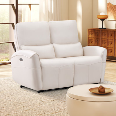 56.6'' Wide Modern Soft Microfiber Power Reclining Loveseat With USB Type C Ports And Lumbar Pillows