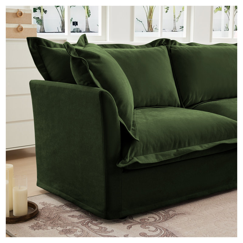 Fauteuil sans accoudoirs en chenille vert, Vert