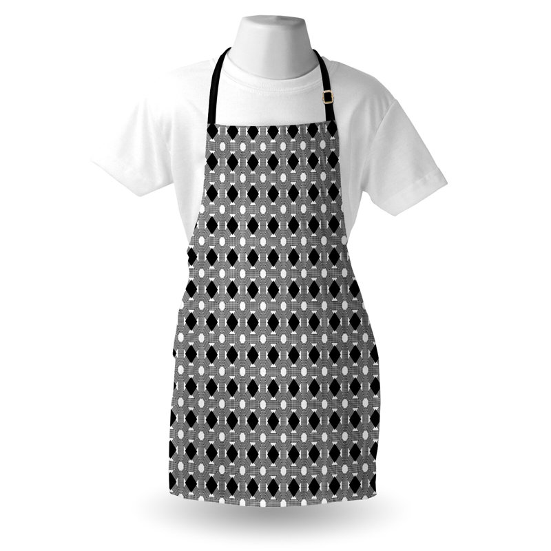 Bungalow rose tablier noir et blanc mosaïque unisexe Art déco taille adulte gris anthracite