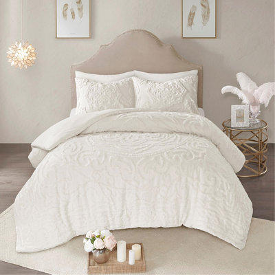 Coton médaillon en chenille - Tissu de literie réfléchissant et chauffant pour lit double / grand