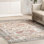Tapis lavable en machine Otis Medallion pour le salon, la chambre à coucher et la cuisine, pêche / ivoire
