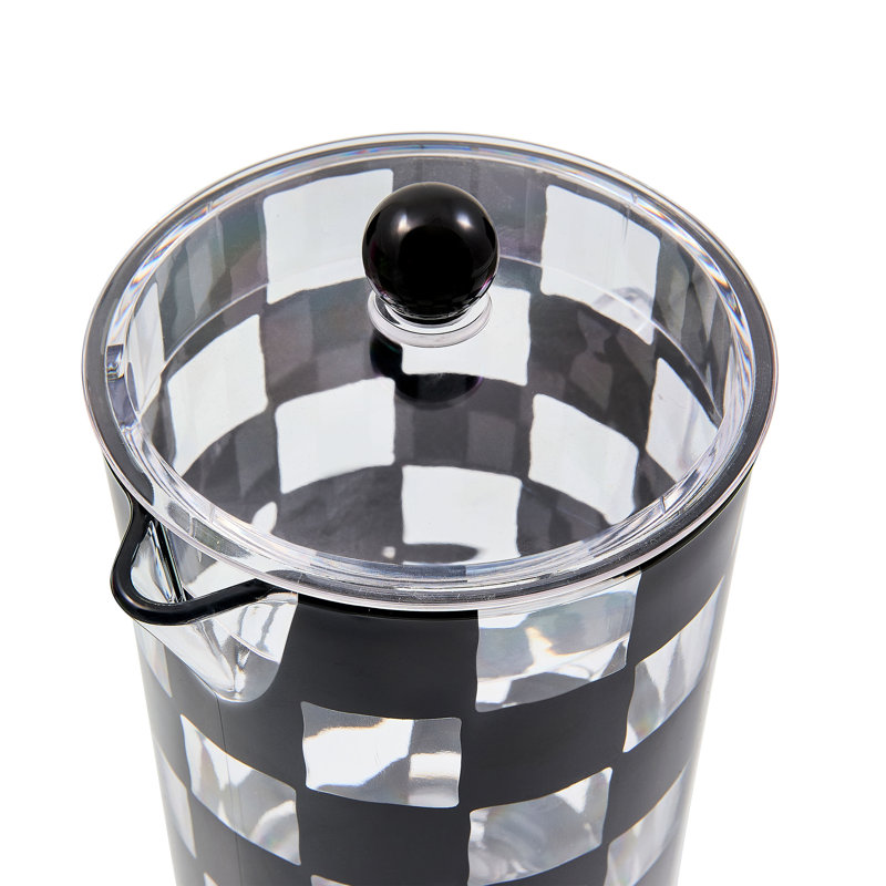 Black Check Acrylic Pitcher, Black/Clear