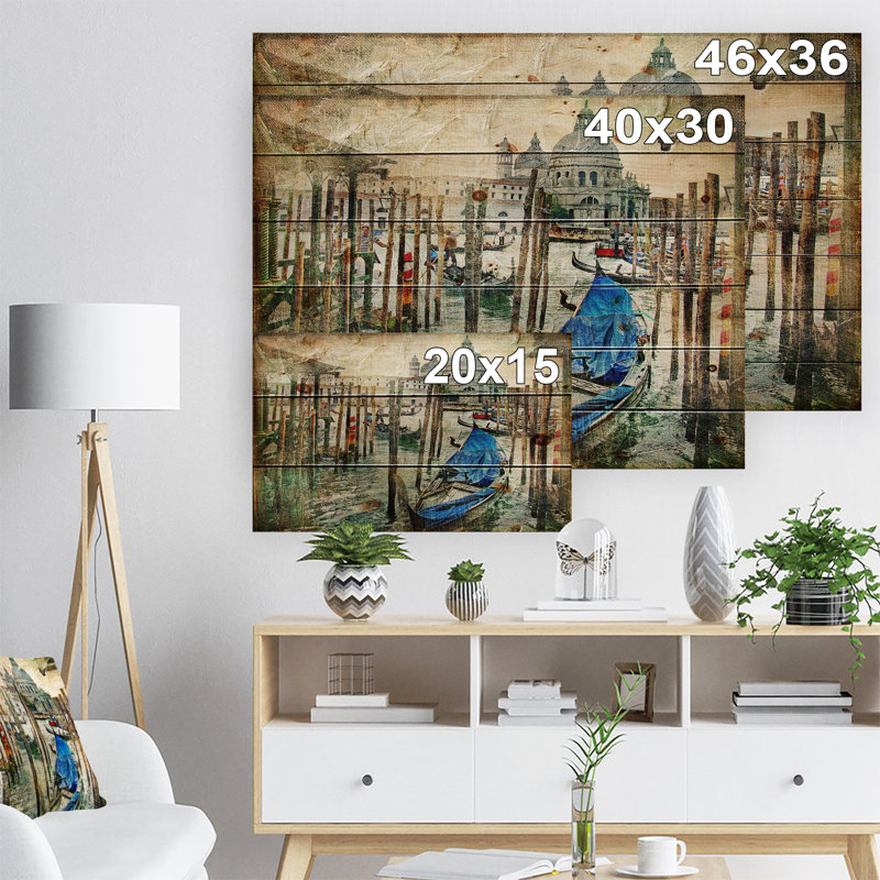 «Beautiful Venice», reproduction d'art, H 36 po x l 46 po x P 1,5 po, Bois