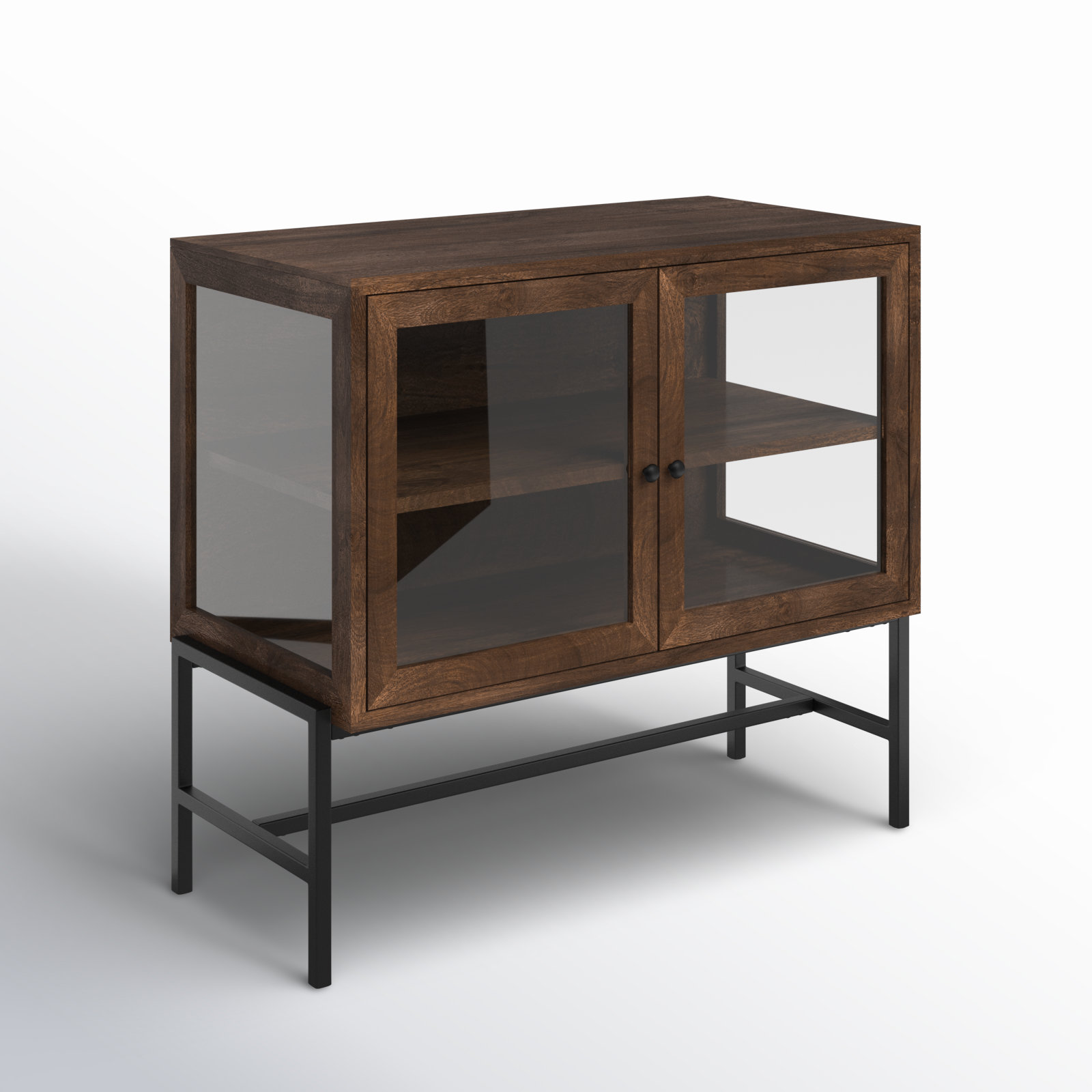 Warner Solid Wood Storage Cabinet, Medium Brown