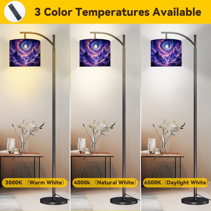  Lampe sur pied Arc Mystical Night Sky Mountains Cosmic Swirls