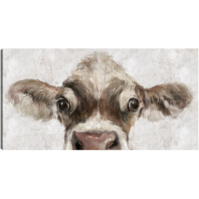 Cow Peek by Studio Arts Canvas Art Print