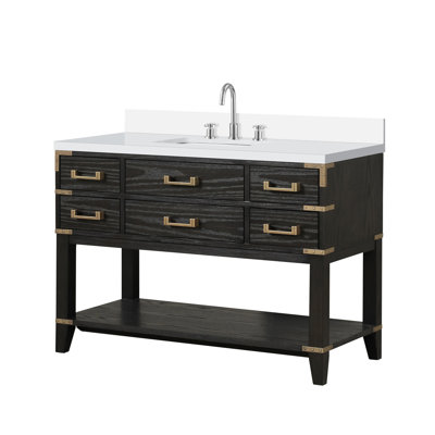 Ensemble de meuble-lavabo simple avec comptoir en quartz blanc et robinet