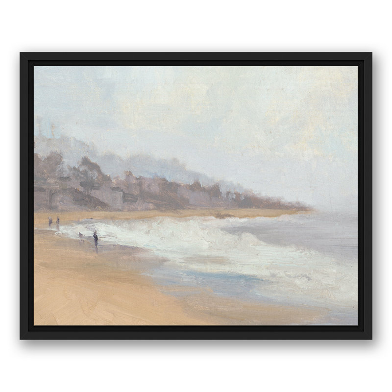 Misty Beach Stroll - Imprimé, H 17,75 po x l 21,75 po x P 1,75 po, Cadre flottant noir