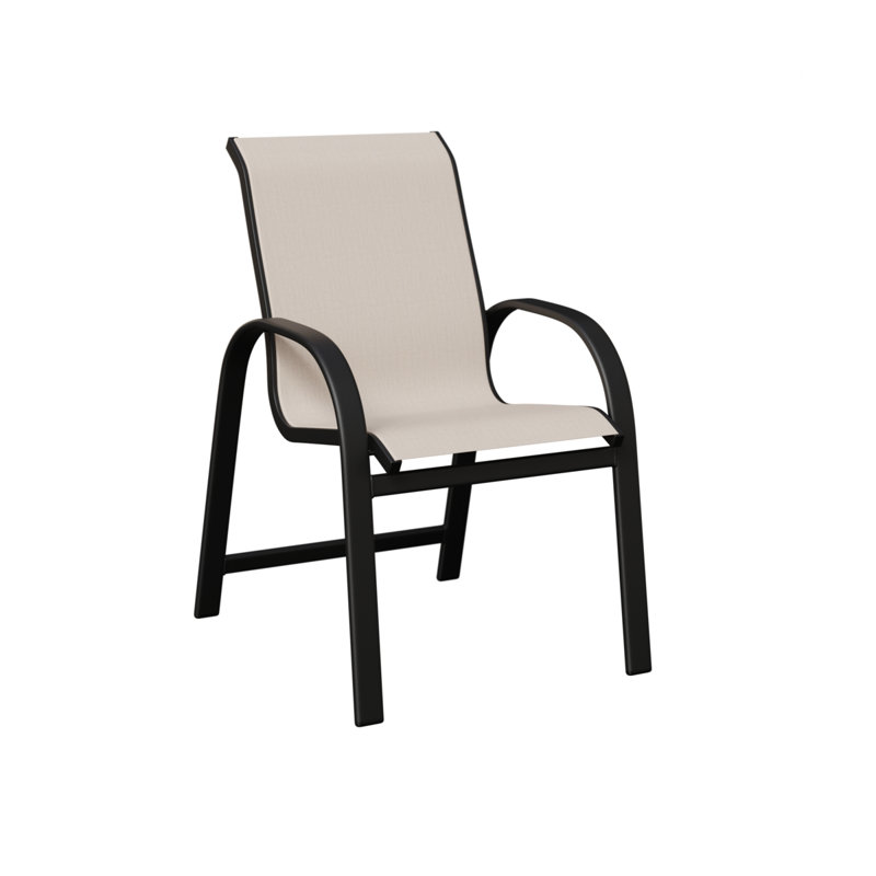 Berlin Gardens Murphy Sling Dining Chair, Alabaster, Aluminum Matte Black