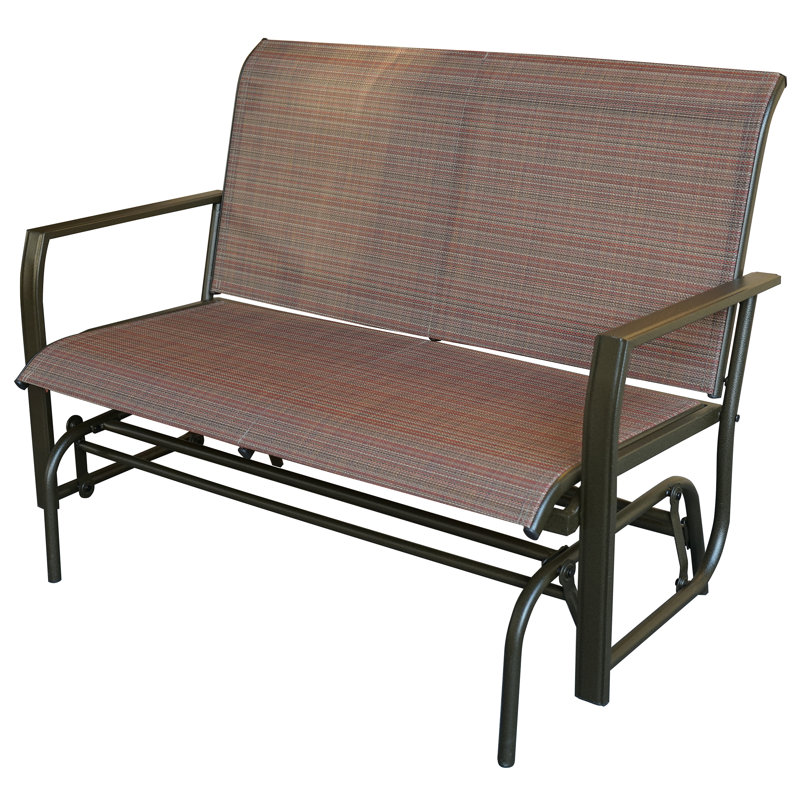 Sutapa Patio Glider Bench - Outdoor Rocking Loveseat with Sturdy Frame and Brown PVC-coated polyester Seats