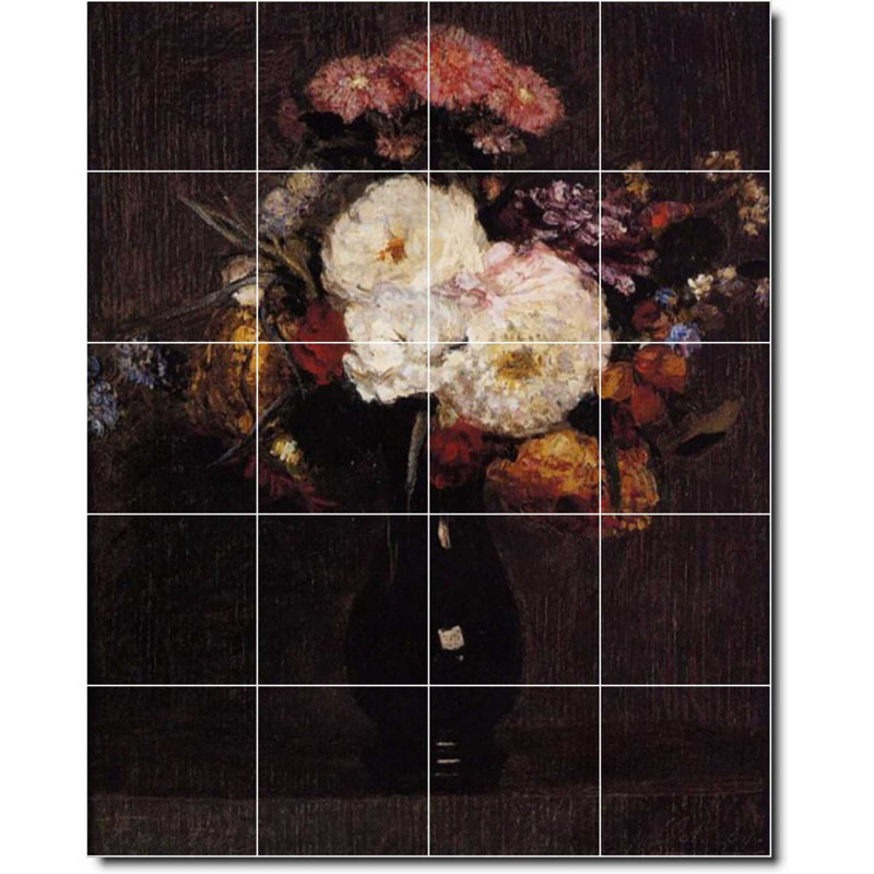 Carreau de peinture murale 32 po x 40 po 8 po x 8 po, Fleur 03105