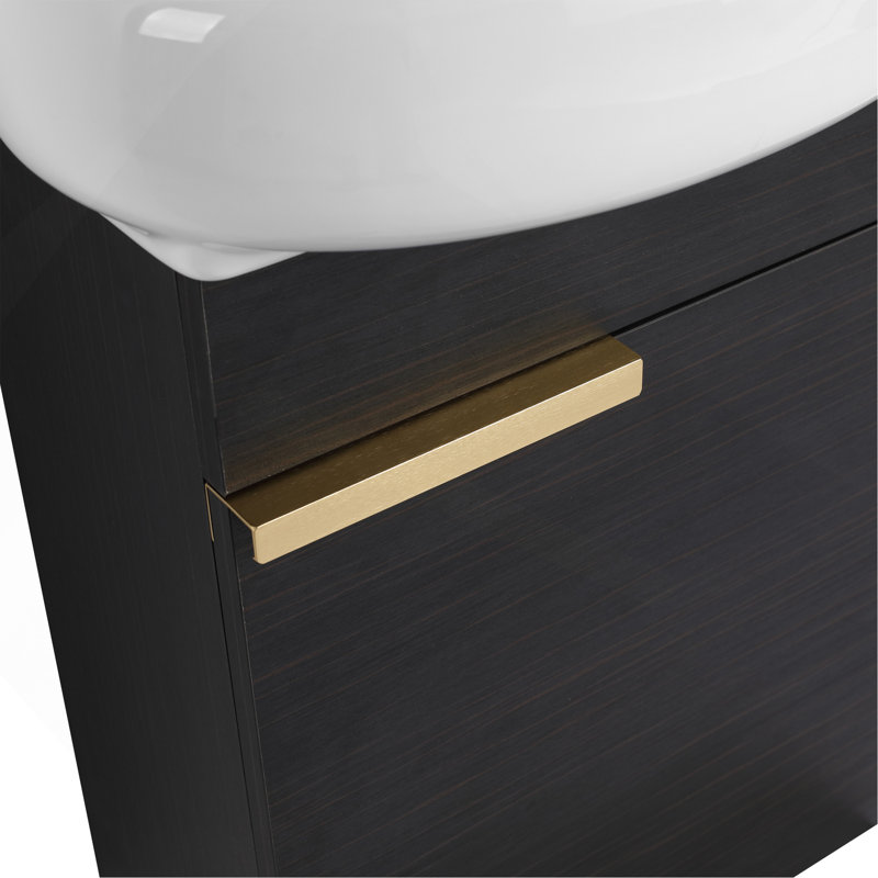 Meuble-lavabo à fermeture en douceur avec lavabo, 16 pouces pour petite salle de bain, Black