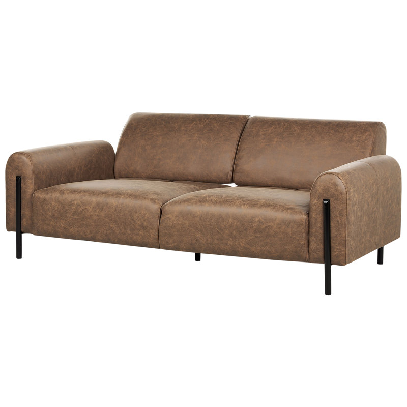 Damarc 3 Seater Faux Leather Reclining Sofa, Brown