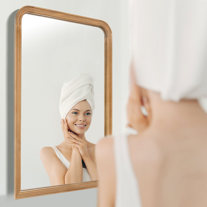 Miroir de salle de bain Ancell, 36 po x 24 po, Bois naturel