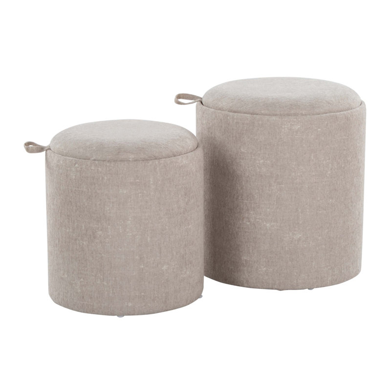 Tray Contemporary Nesting Ottoman Set, Light Brown