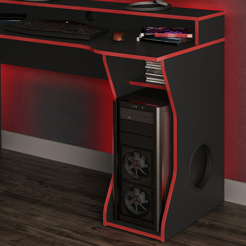 Masum Rectangle Computer Desk, 92 cm H x 130 cm W x 59.3 cm D, Red