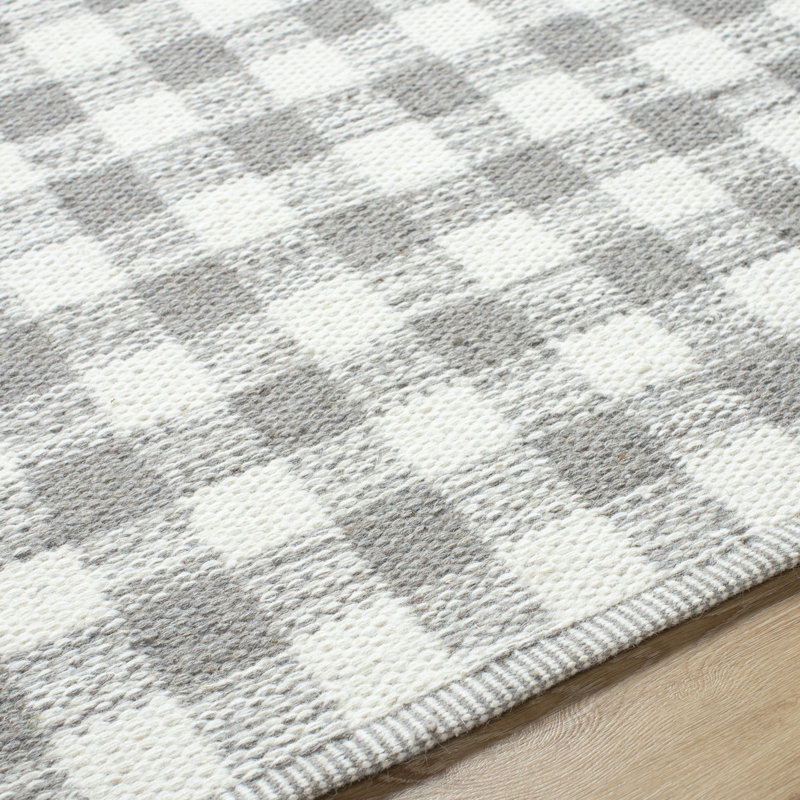 Tapis en laine Lavande gris / blanc / gris clair, Tapis de couloir 2 pi 6 po x 8 pi