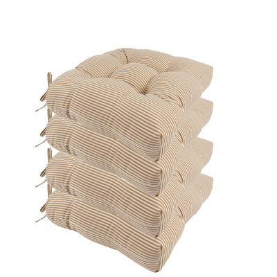 Outdoor Chair Cushions Set of 4, 19 x 19 x 4 Inch Tufted Seat Cushions with Ties, Waterproof Patio Chair Pads for Dining Chairs, Garden & Outdoor Furniture