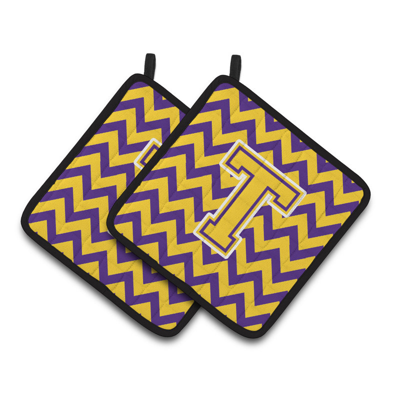 Poignée à chevrons, T, Mauve / doré
