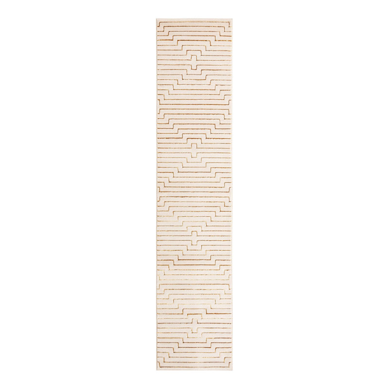 Tapis Mirage Nikica Latitude Run® blanc et or, Tapis de couloir 2 pi 7 po x 12 pi
