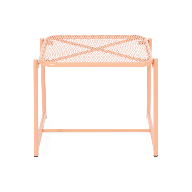 Table d'appoint moderne 15,5 "en fer avec table en maille orange, H 16,05 po, l 19,02 po x P 17,9 po, selon les conditions météorologiques, assemblage requis