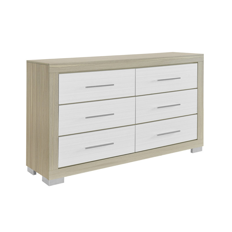 Ensemble de chambre avec très grand lit et rangement 5 pièces Elsa, Naturel / Blanc, Très grand lit