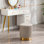 Repose-pieds rond en velours plissé de 15,5 po avec base dorée Ceilia pour chambre ou meuble-lavabo Ceilia