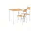 Ensemble de table et de salle à manger compacte de 3 pièces avec un design peu encombrant, une fabrication robuste en bois aggloméré et un style campagnard moderne et polyvalent.