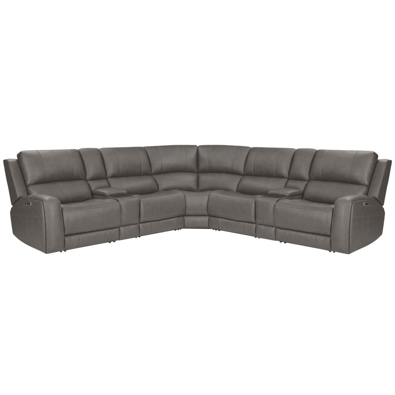 Abarca 7 Piece Zero Gravity Power Reclining Sectional With Power Adjustable Headrests, Autumn Fog